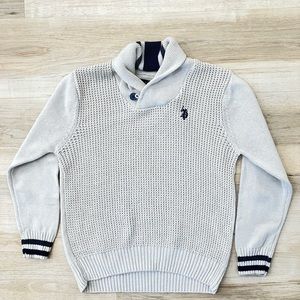US Polo Assn Knitted Sweater Boys 7 8 Beige Small size Cotton blend